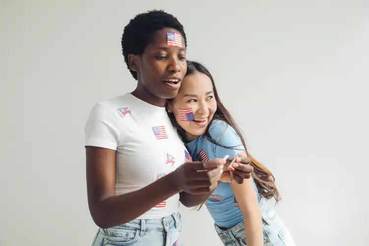 USA flag stickers for independence celebration