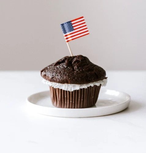 mini USA flag with muffins gift